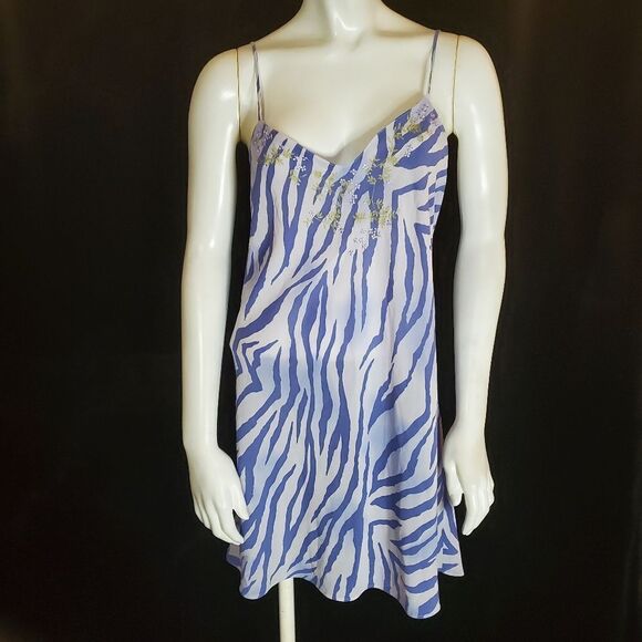 Natori Purple Zebra & Embroidered Floral Nightgown (S) - Picture 2 of 6